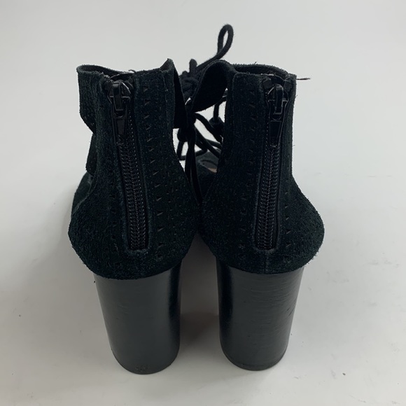 Crown Vintage Leather Heeled Sandals 8.5 Open Toe Perforated Lace and zip up - Picture 5 of 13